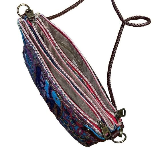 Sakroots elephant crossbody or clutch purse boho pattern 3 compartments - Picture 12 of 15